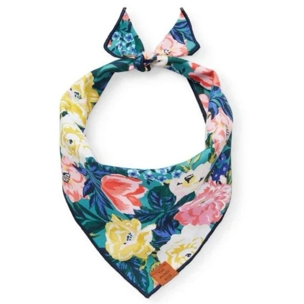 The Foggy Dog + Cassidy Demkov Floral Pet Bandana Pink, Yellow, Blue Size Large